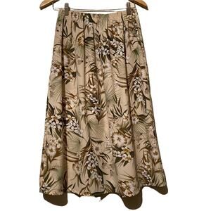 VTG Hawaiian Floral midi skirt Medium Waist (25-30) Modest Elastic Cottage core